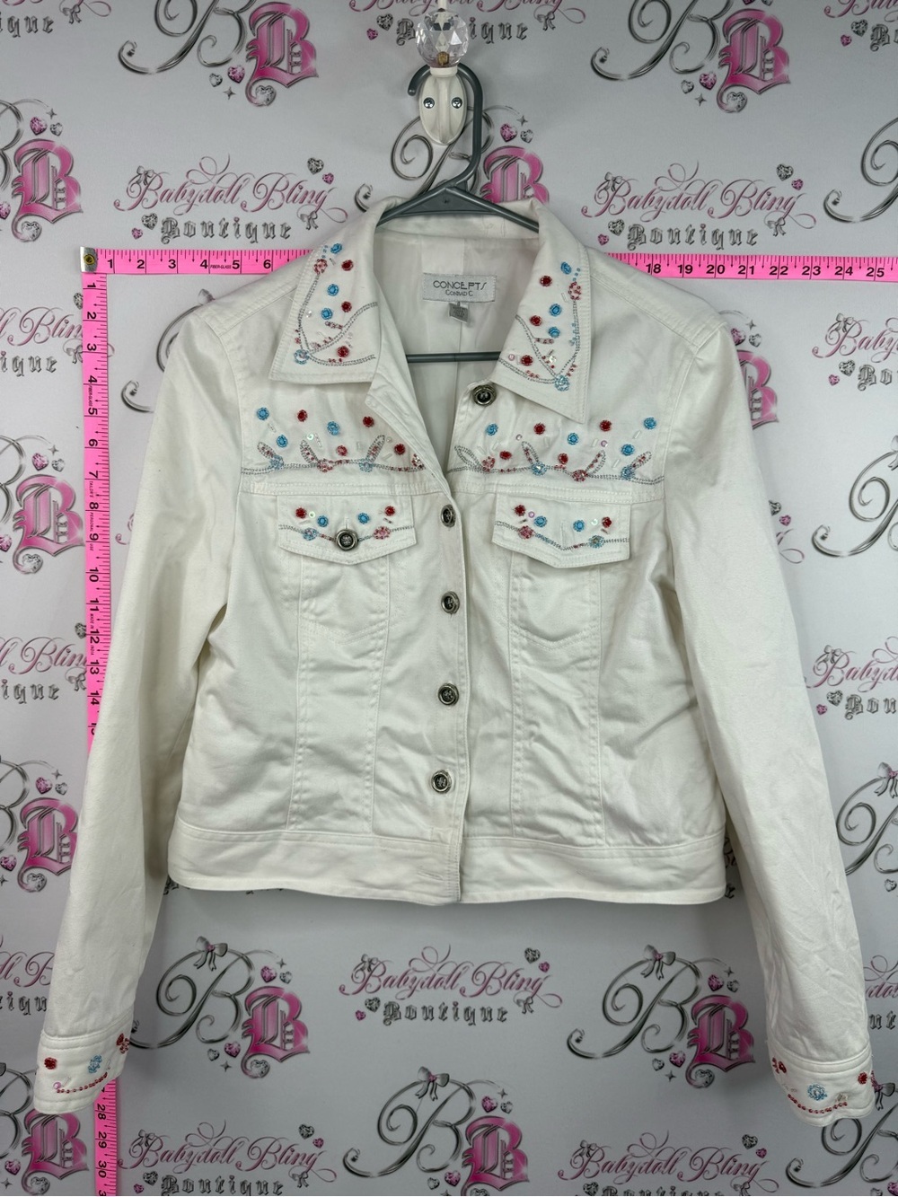 CONCEPTS Conrad c jacket beaded White Embellished Denim Jacket